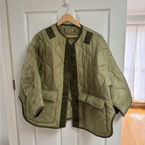 The Frankie Shop Green Quilted Teddy Jacket